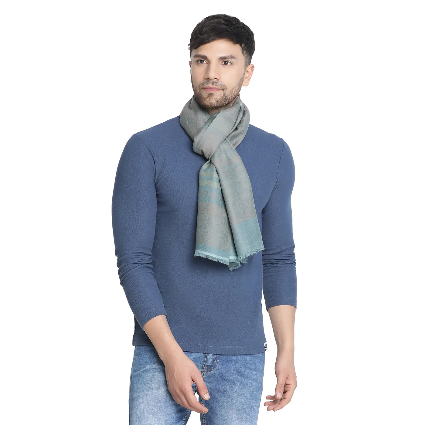 Bella Sky Blue Woolen Dobby Muffler
