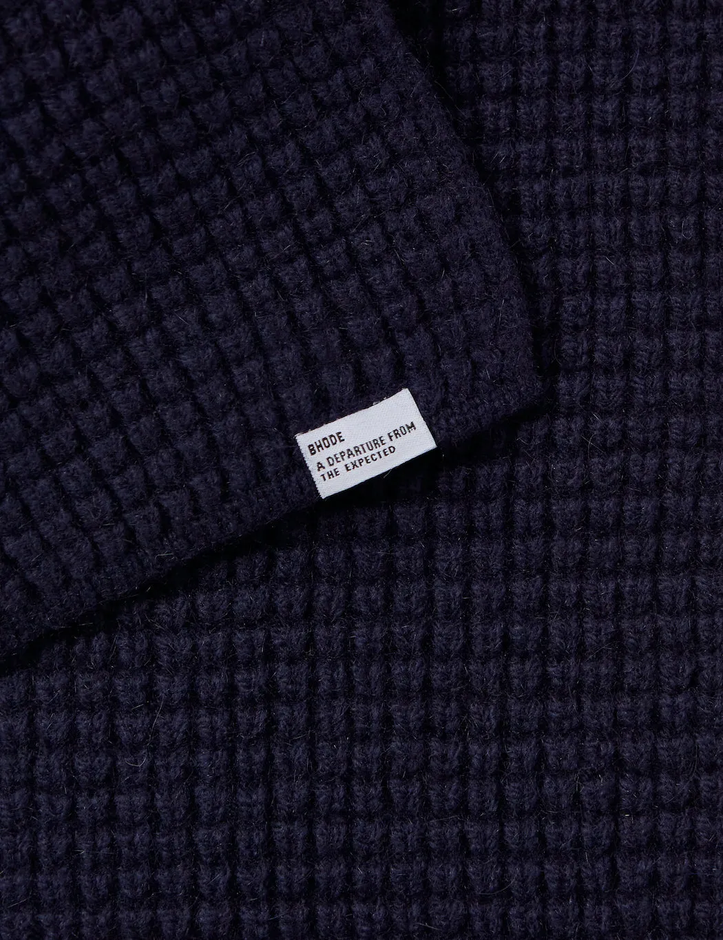 Bhode Bute Pineapple Stitch Scarf (Lambswool) - Navy Blue