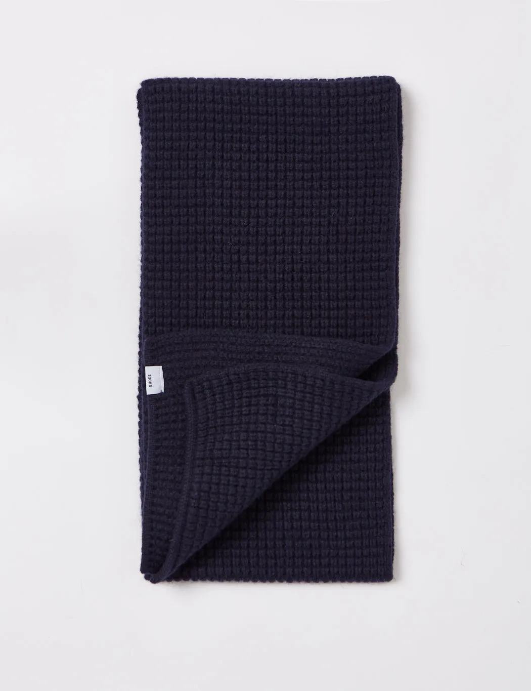 Bhode Bute Pineapple Stitch Scarf (Lambswool) - Navy Blue