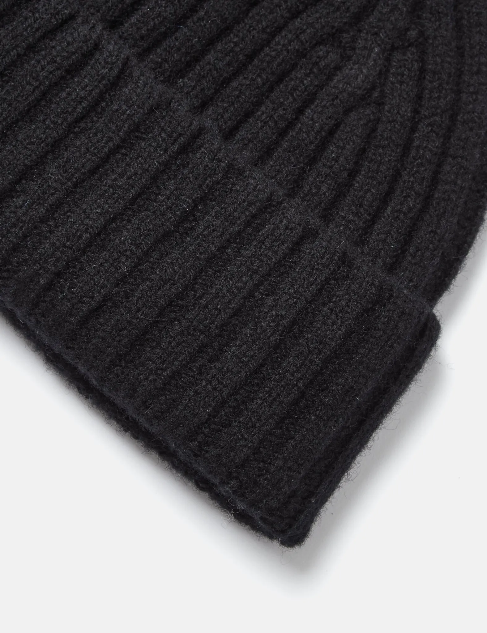 Bhode Rib Beanie Hat (Lambswool) - Black