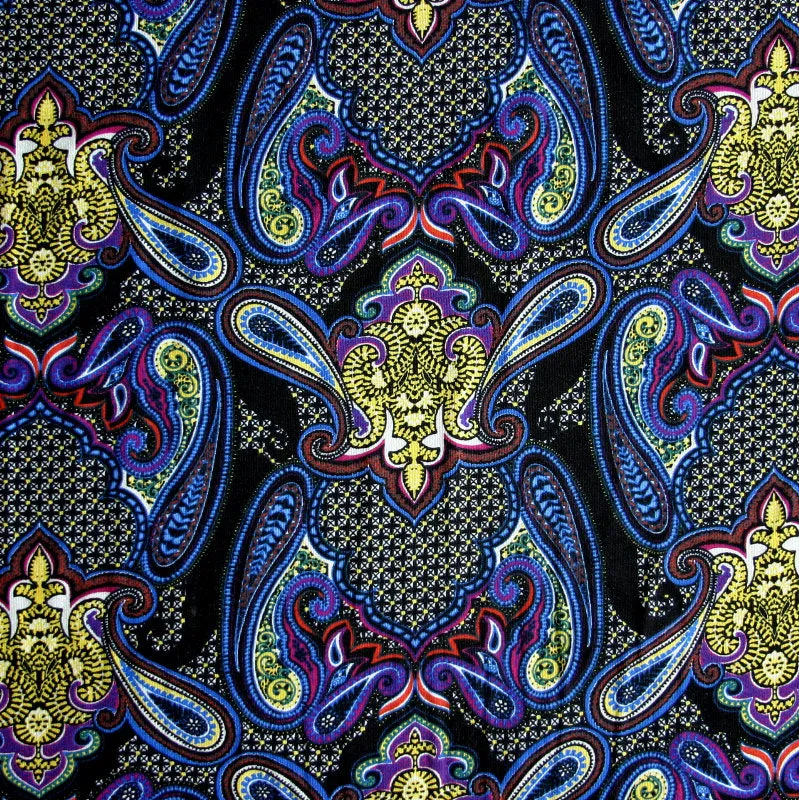 Black Magic Paisley Cotton Lycra Knit Fabric