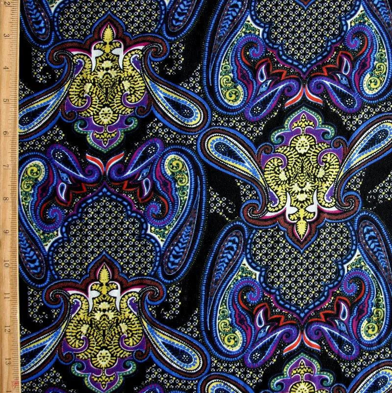 Black Magic Paisley Cotton Lycra Knit Fabric