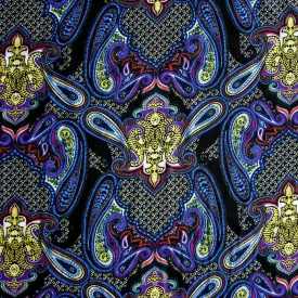 Black Magic Paisley Cotton Lycra Knit Fabric
