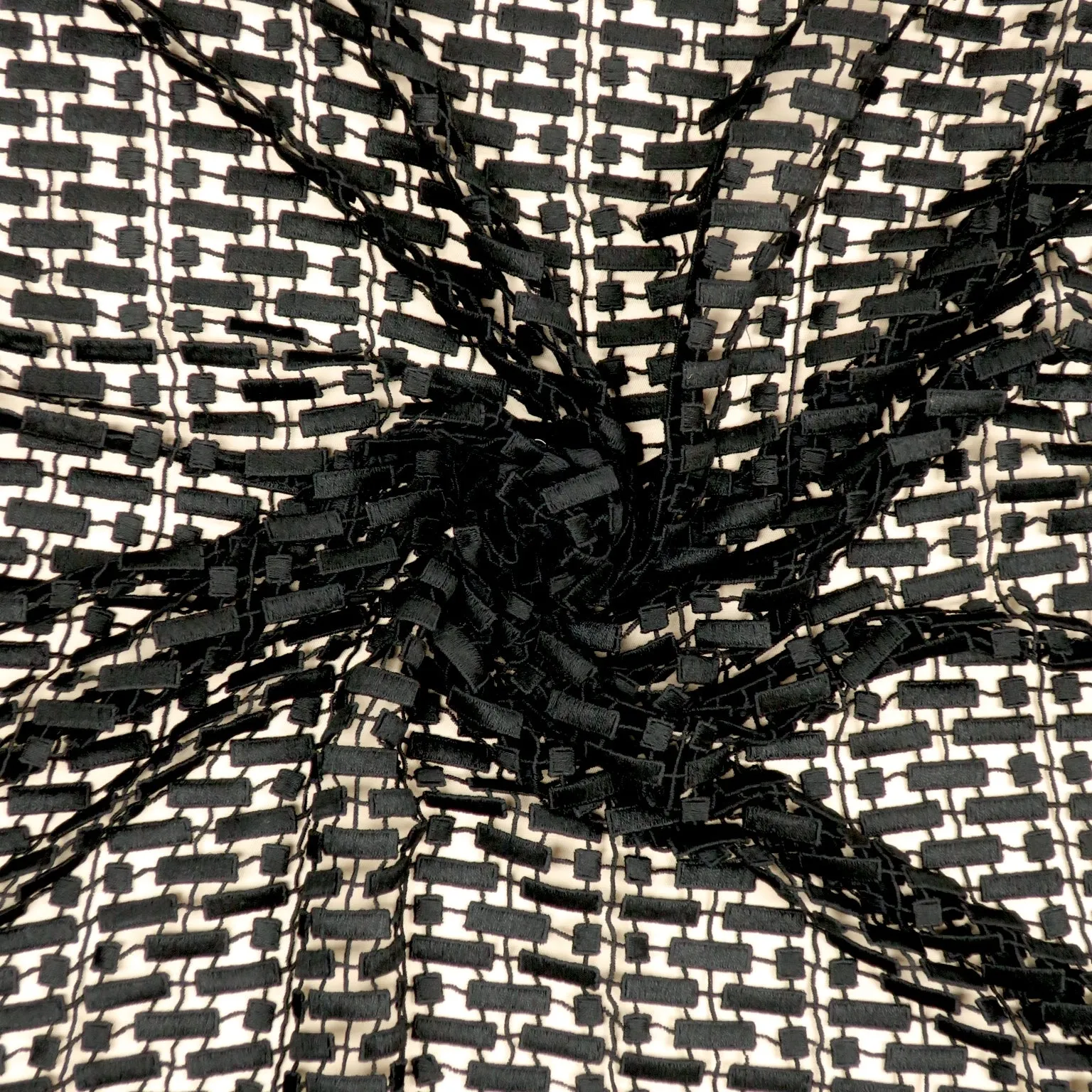 Black Modern Embroidered Guipure Cotton Lace