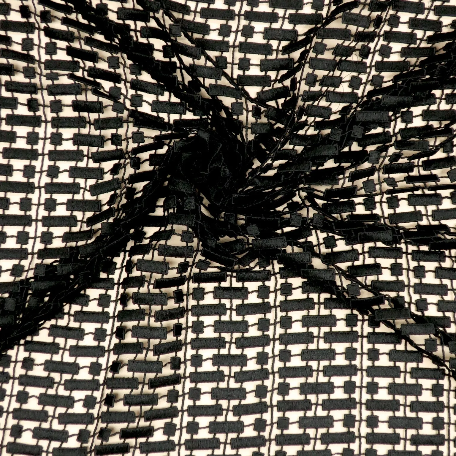 Black Modern Embroidered Guipure Cotton Lace