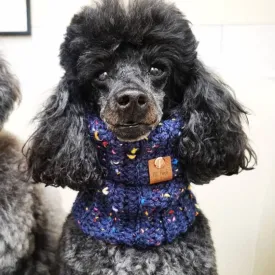 Blue Confetti Roll Top Snood For Dogs