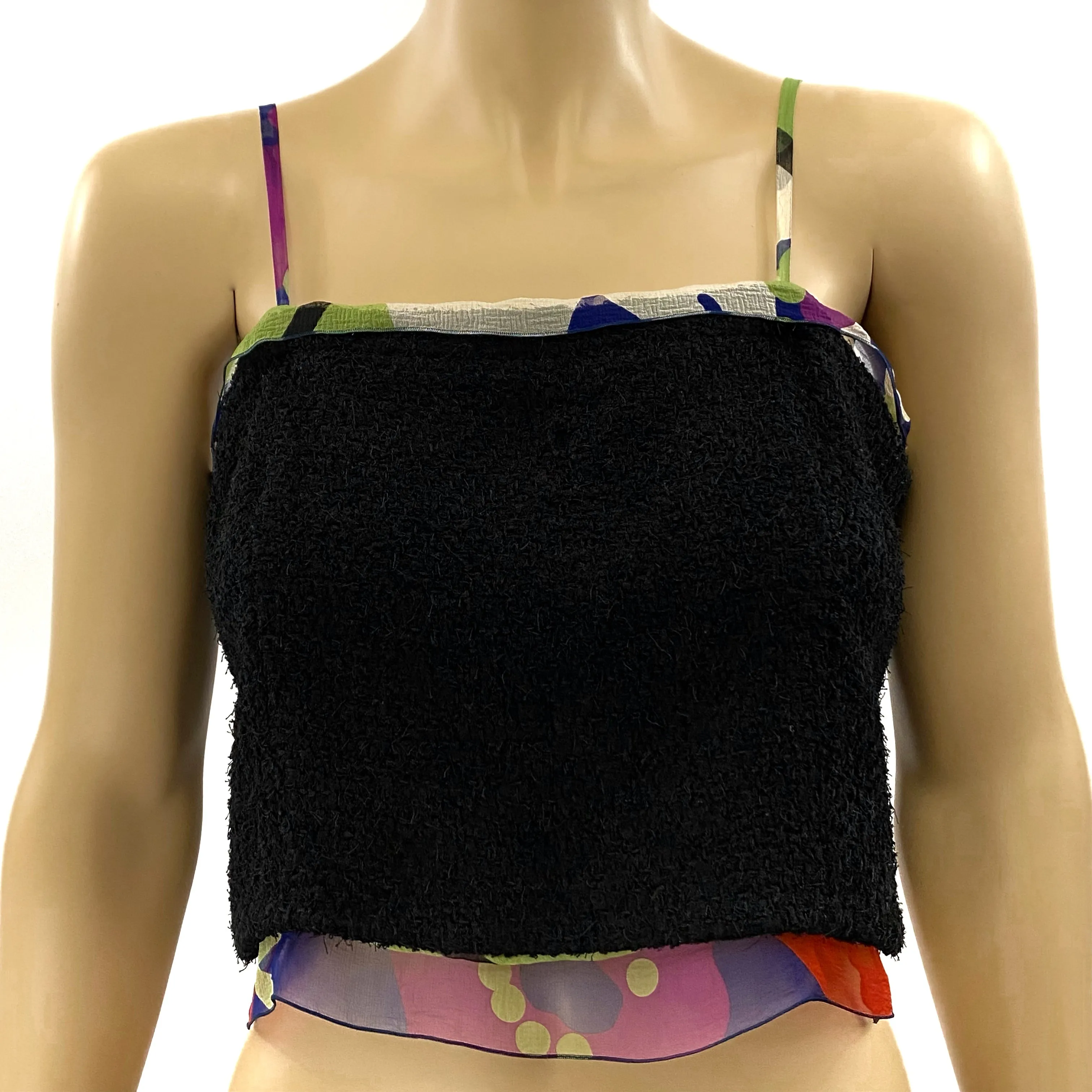 CHANEL 00T Black Scarf Trim Tweed Knit Jacket & Crop Top 40 | 6