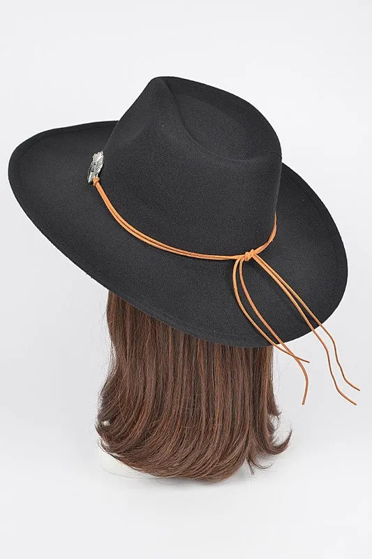 Concho Hatband Faux Wool Fedora Hat