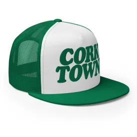 Corktown Foam Trucker Hat - Green and White - Embroidered with Green
