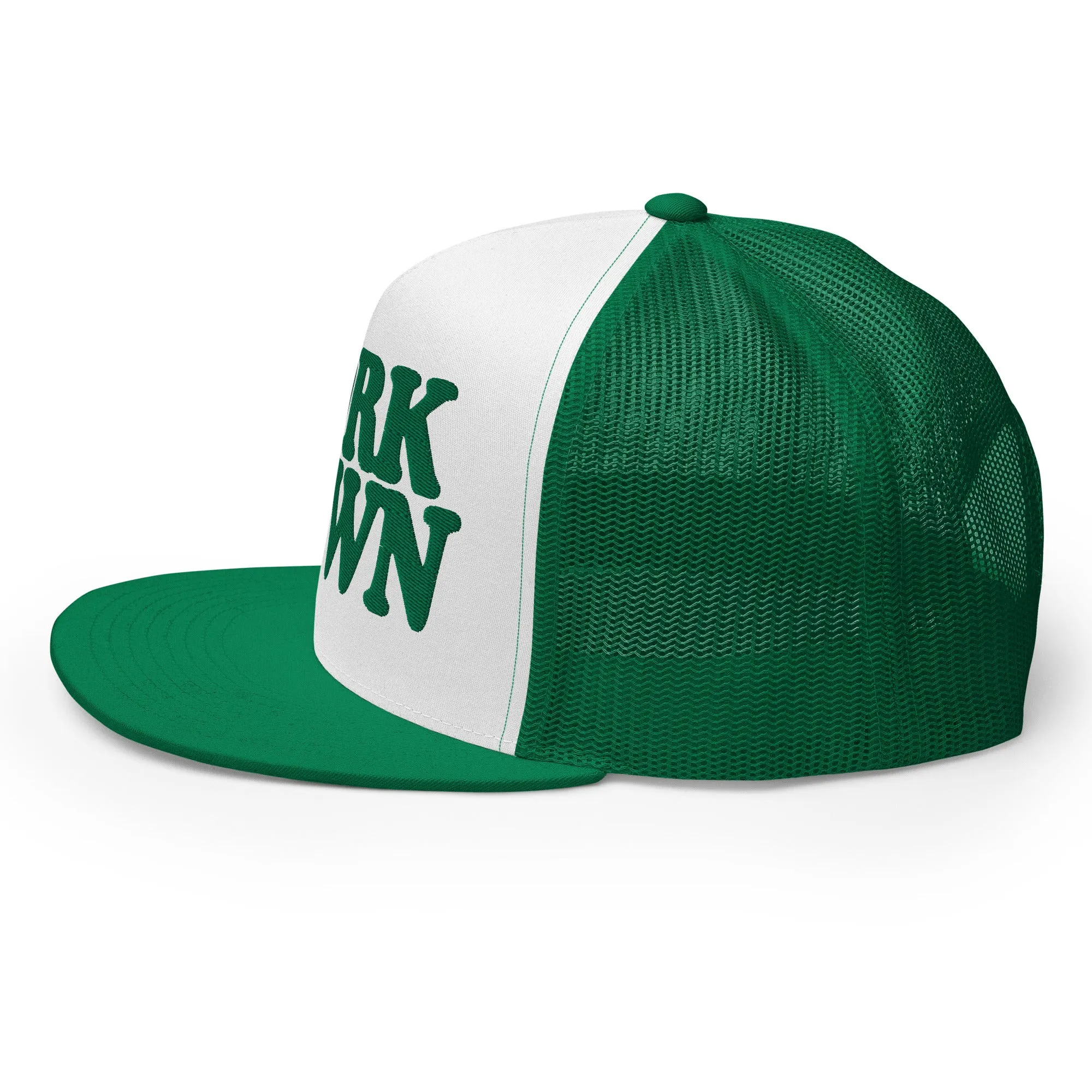 Corktown Foam Trucker Hat - Green and White - Embroidered with Green