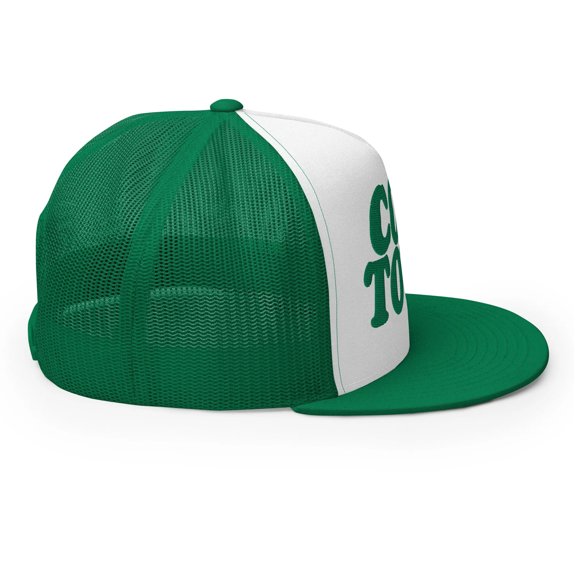 Corktown Foam Trucker Hat - Green and White - Embroidered with Green