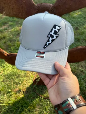 Cowprint Thunderbolt on Silver Hat