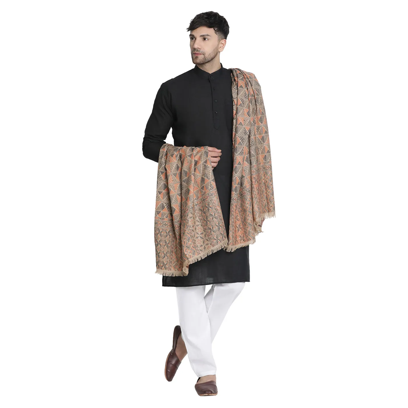 Daksh Dark Beige Wool Jacquard Lohi