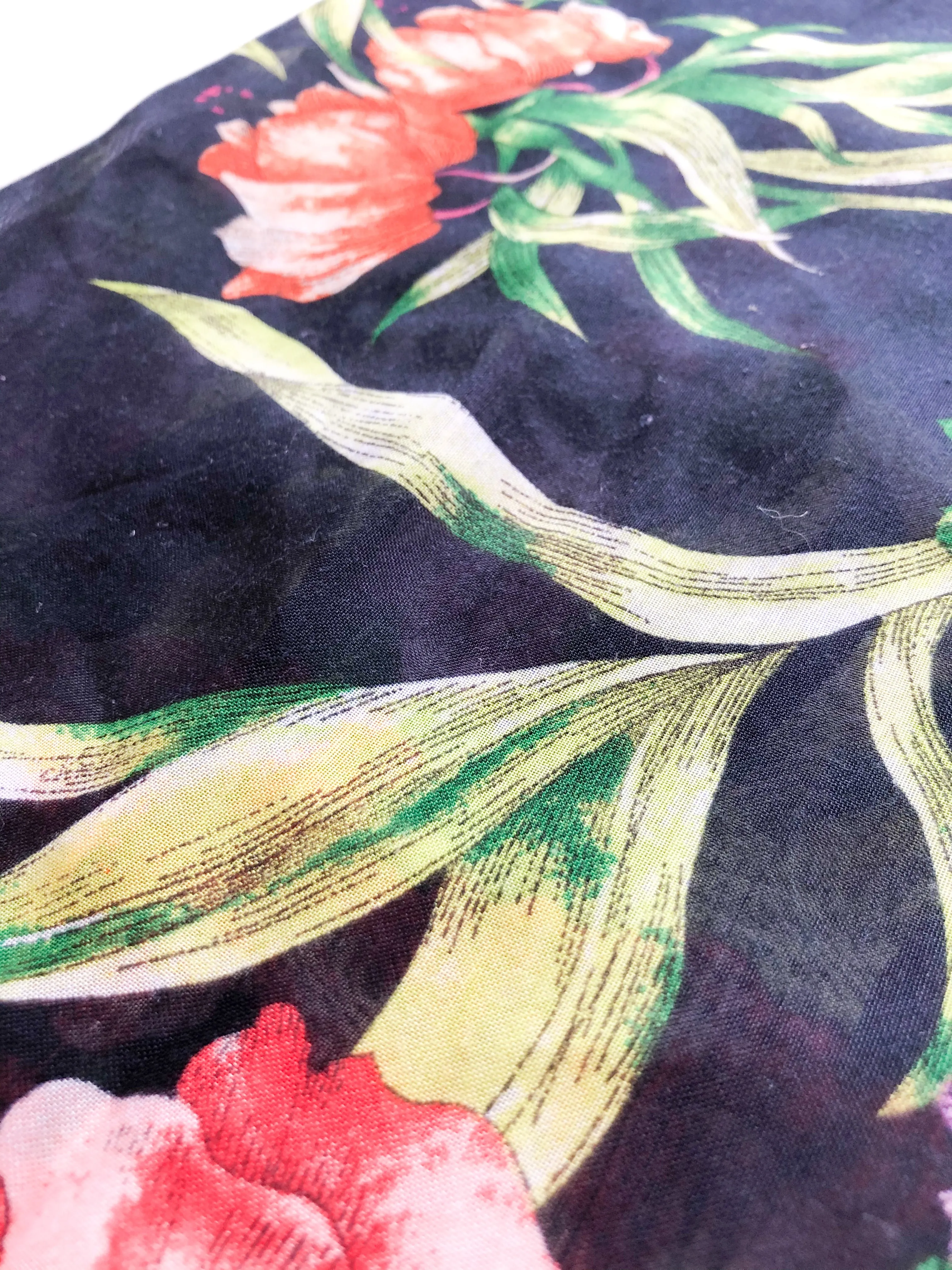 Dark Floral Circle Scarf