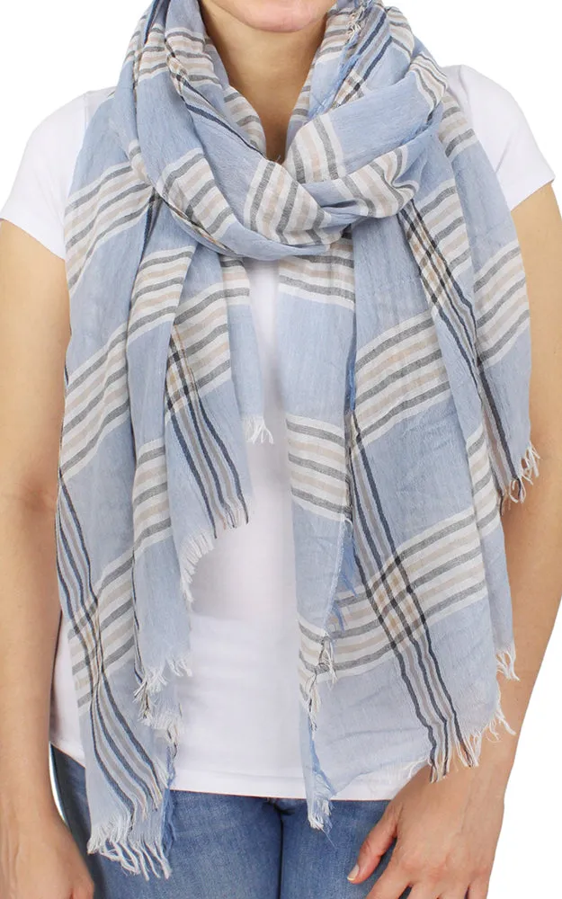 EAS9603 Plaid Woven Oblong Scarf