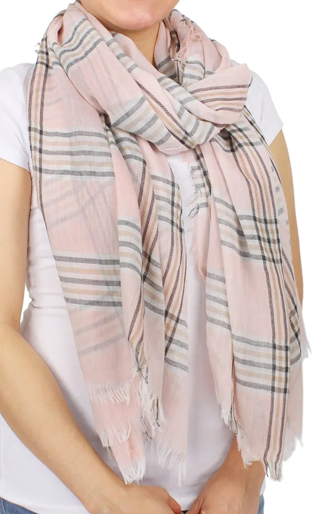 EAS9603 Plaid Woven Oblong Scarf