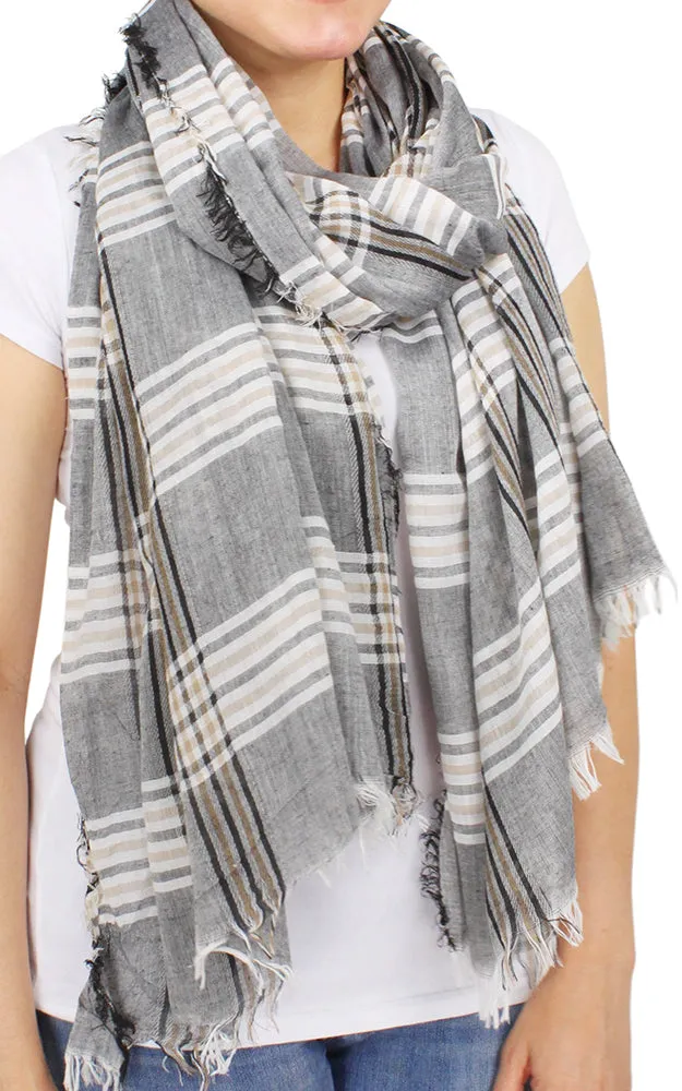 EAS9603 Plaid Woven Oblong Scarf