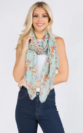 EAS9966 Flower Print Oblong Scarf