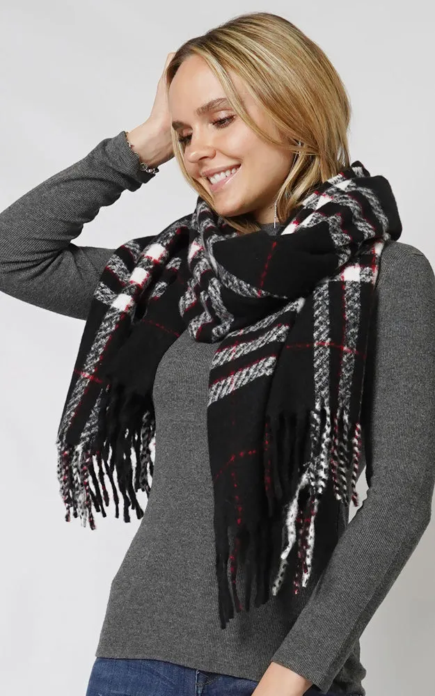 ESC10892 PLAID OBLONG SCARF