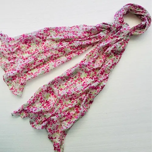 Floral Scarf - Magenta & green