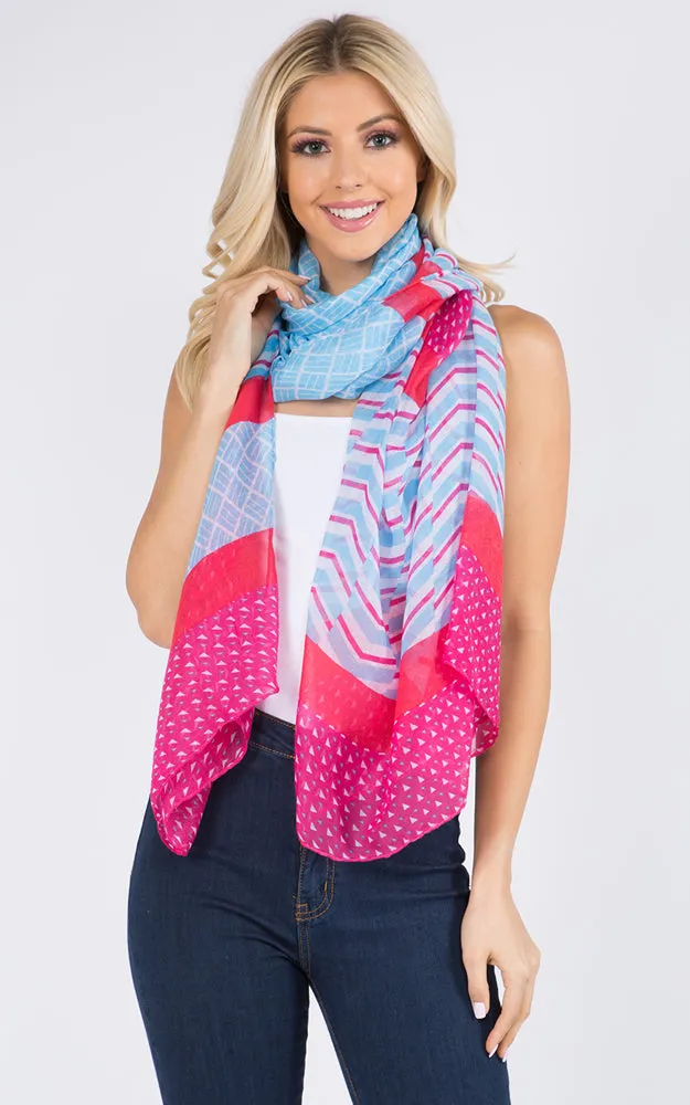 GPO988 Multi Pattern Print Oblong Scarf