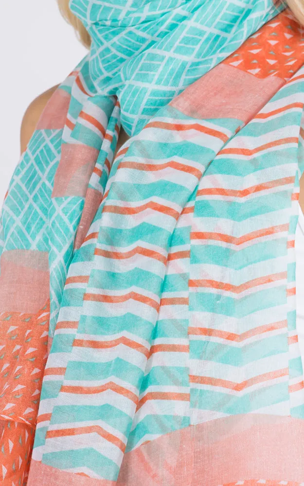 GPO988 Multi Pattern Print Oblong Scarf