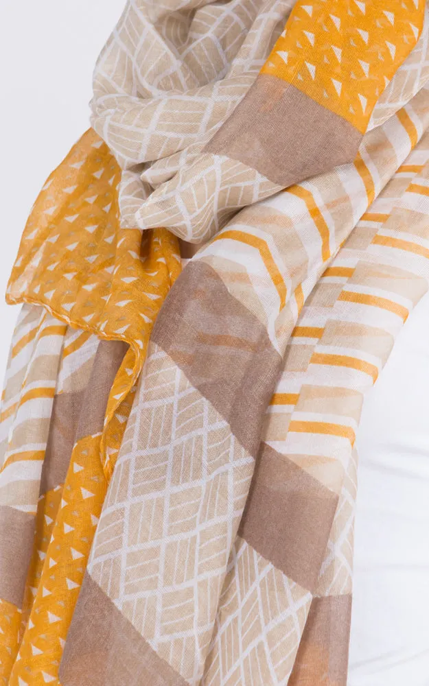 GPO988 Multi Pattern Print Oblong Scarf