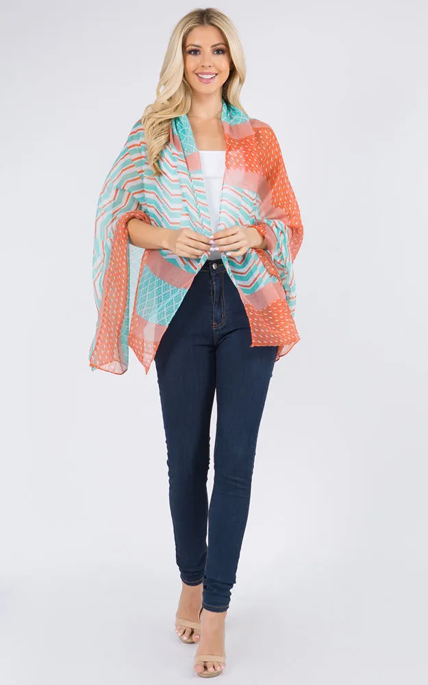 GPO988 Multi Pattern Print Oblong Scarf