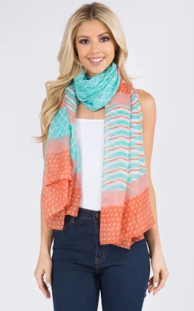 GPO988 Multi Pattern Print Oblong Scarf