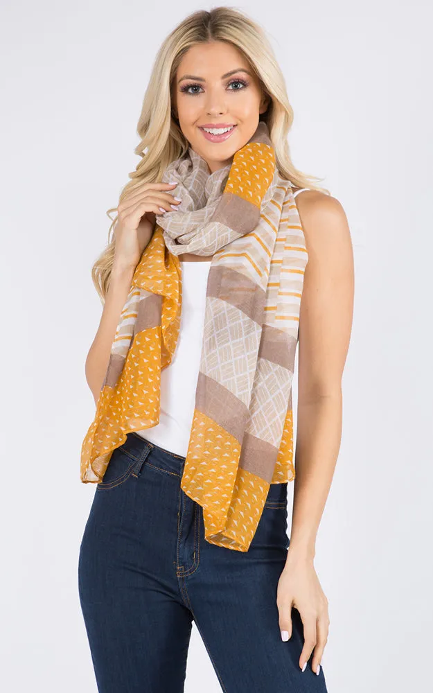 GPO988 Multi Pattern Print Oblong Scarf