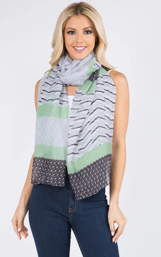 GPO988 Multi Pattern Print Oblong Scarf