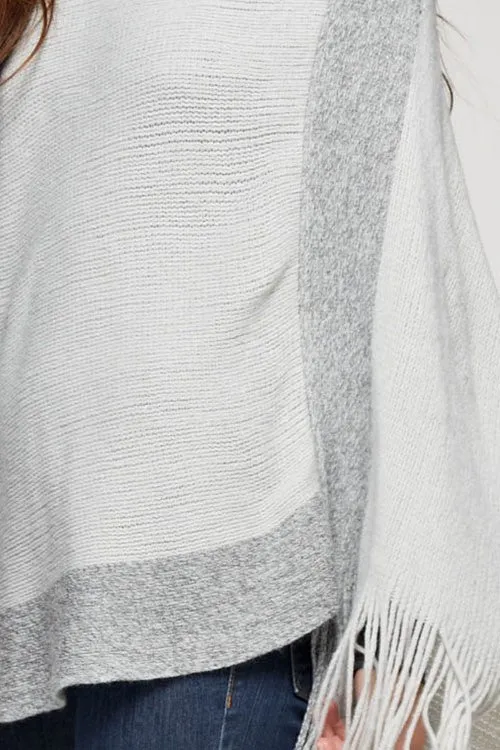Grey Lurex Blend Turtleneck Sweater Poncho