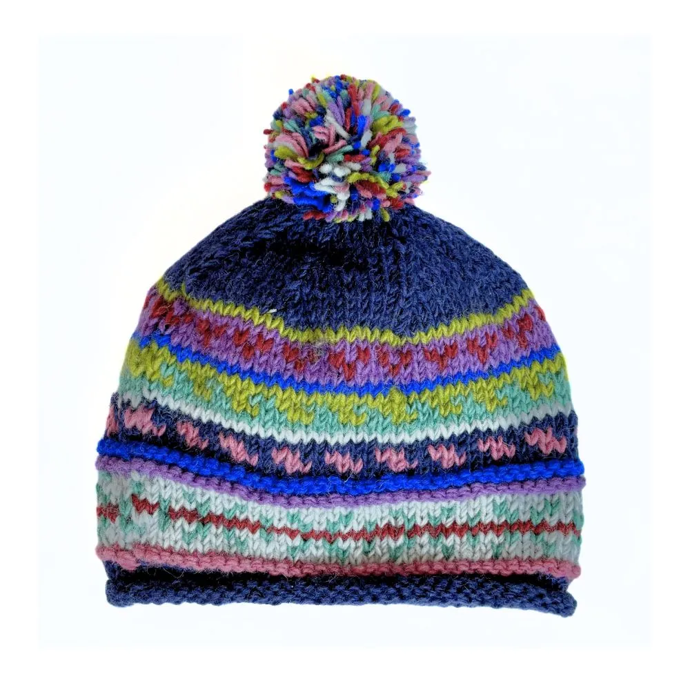 Handknit Wool Patterned Stocking Hat - Pick Your Favorite