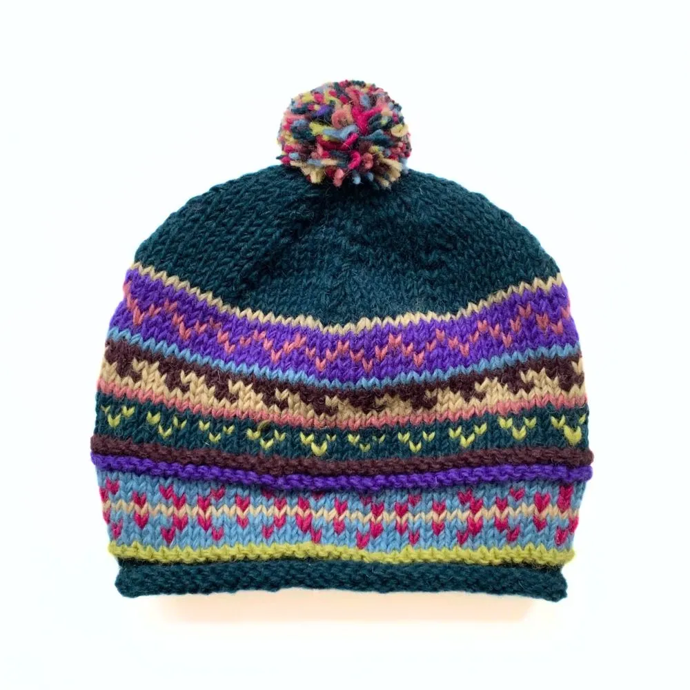 Handknit Wool Patterned Stocking Hat - Pick Your Favorite