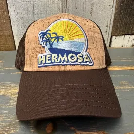 Hermosa Beach FIESTA Premium Cork Low Profile Mesh Back Trucker Hat - (Brown/Cork)