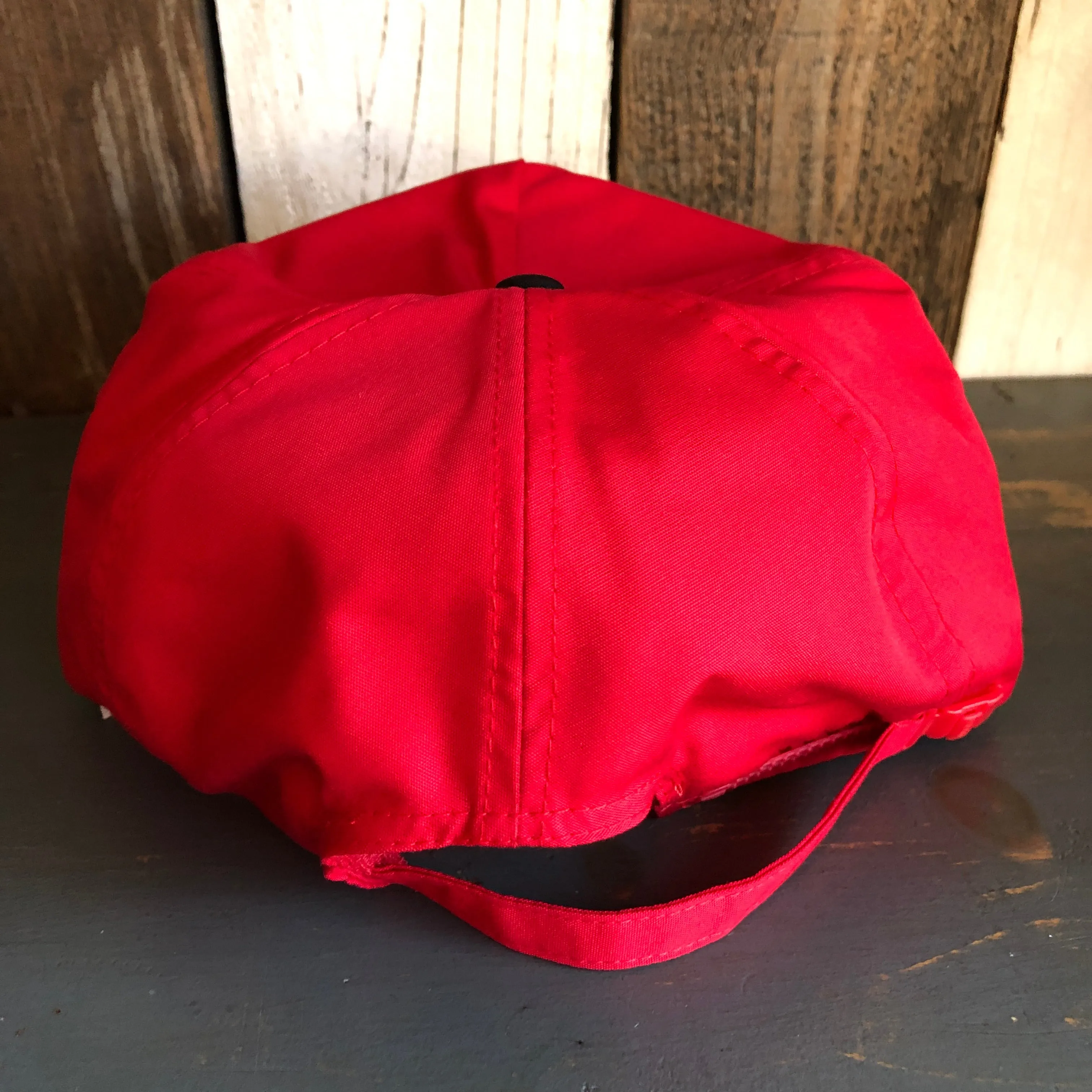 Hermosa Beach SOUTH BAY SURF (Navy Colored Patch) 5 Panel High Crown Baseball Cap - Black/Red