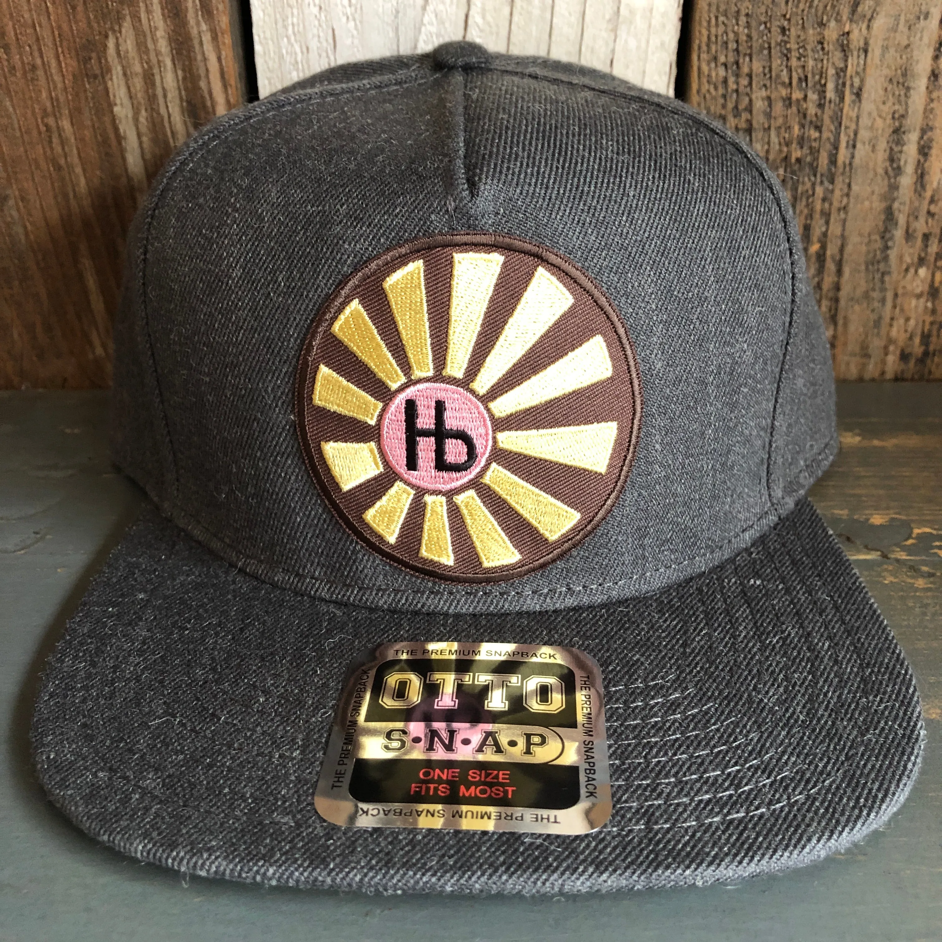 Hermosa Beach SUNBEAMS - 5-Panel Mid Profile Snapback Hat - Heather Black
