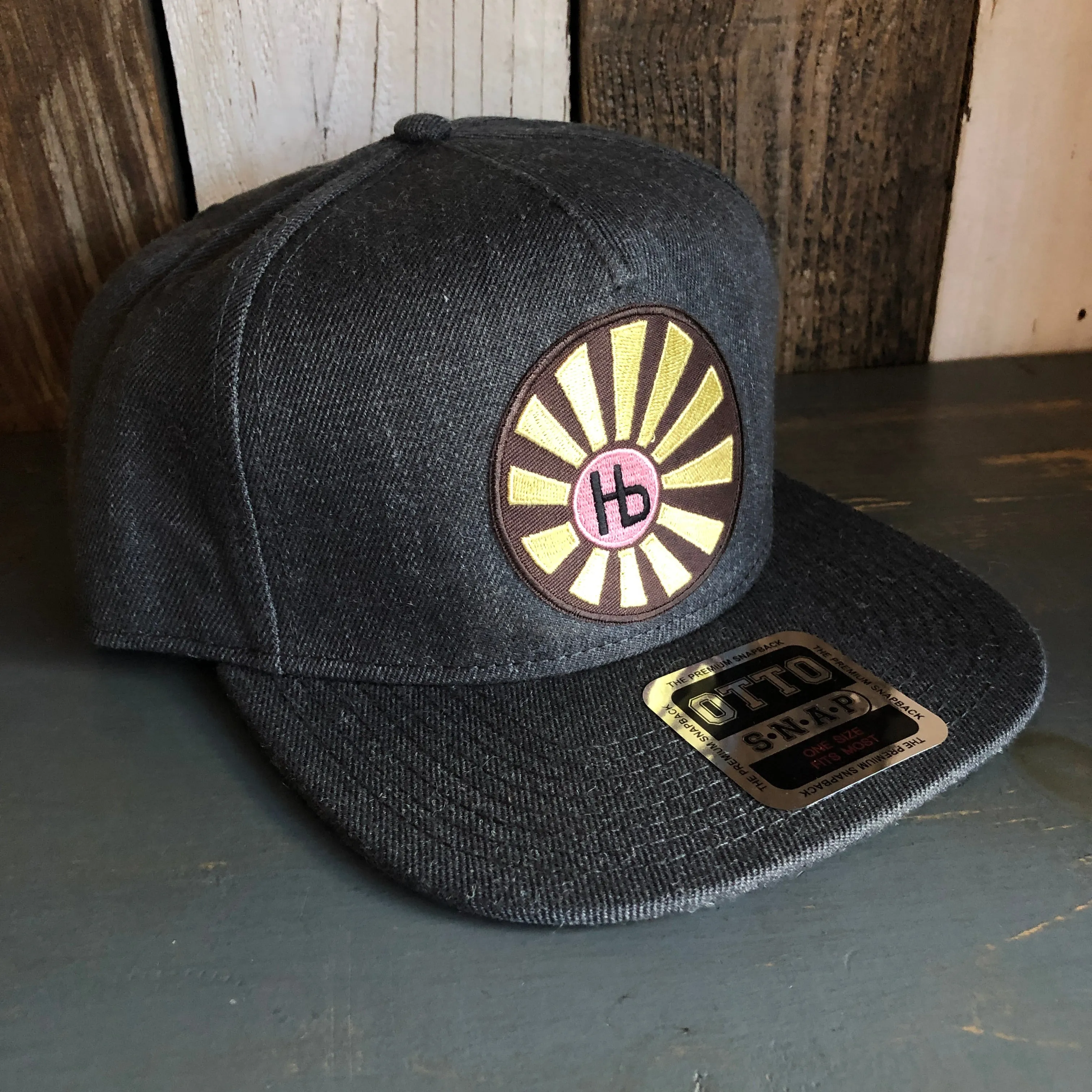 Hermosa Beach SUNBEAMS - 5-Panel Mid Profile Snapback Hat - Heather Black