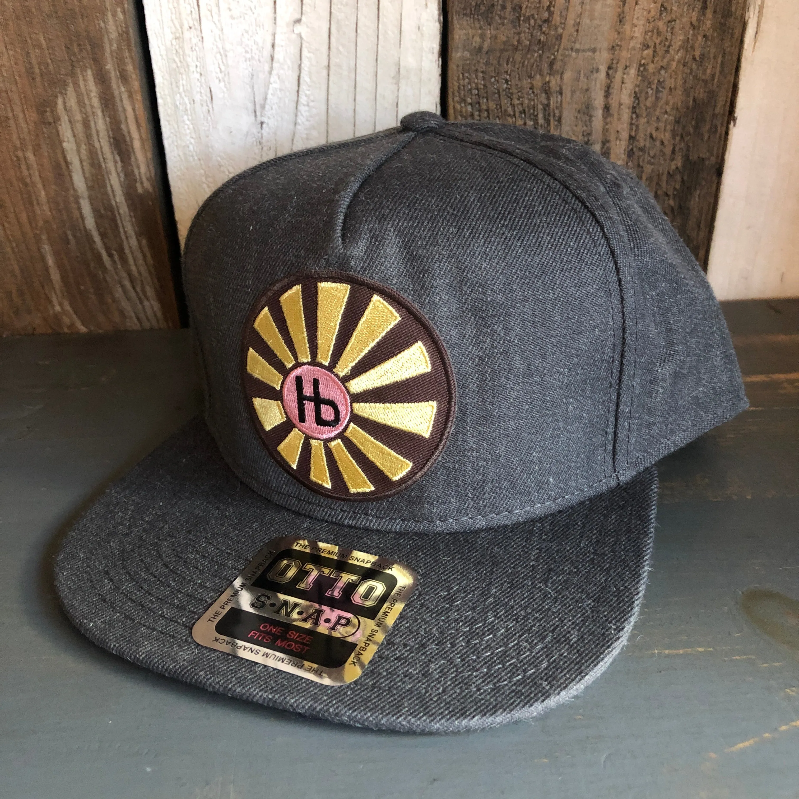 Hermosa Beach SUNBEAMS - 5-Panel Mid Profile Snapback Hat - Heather Black