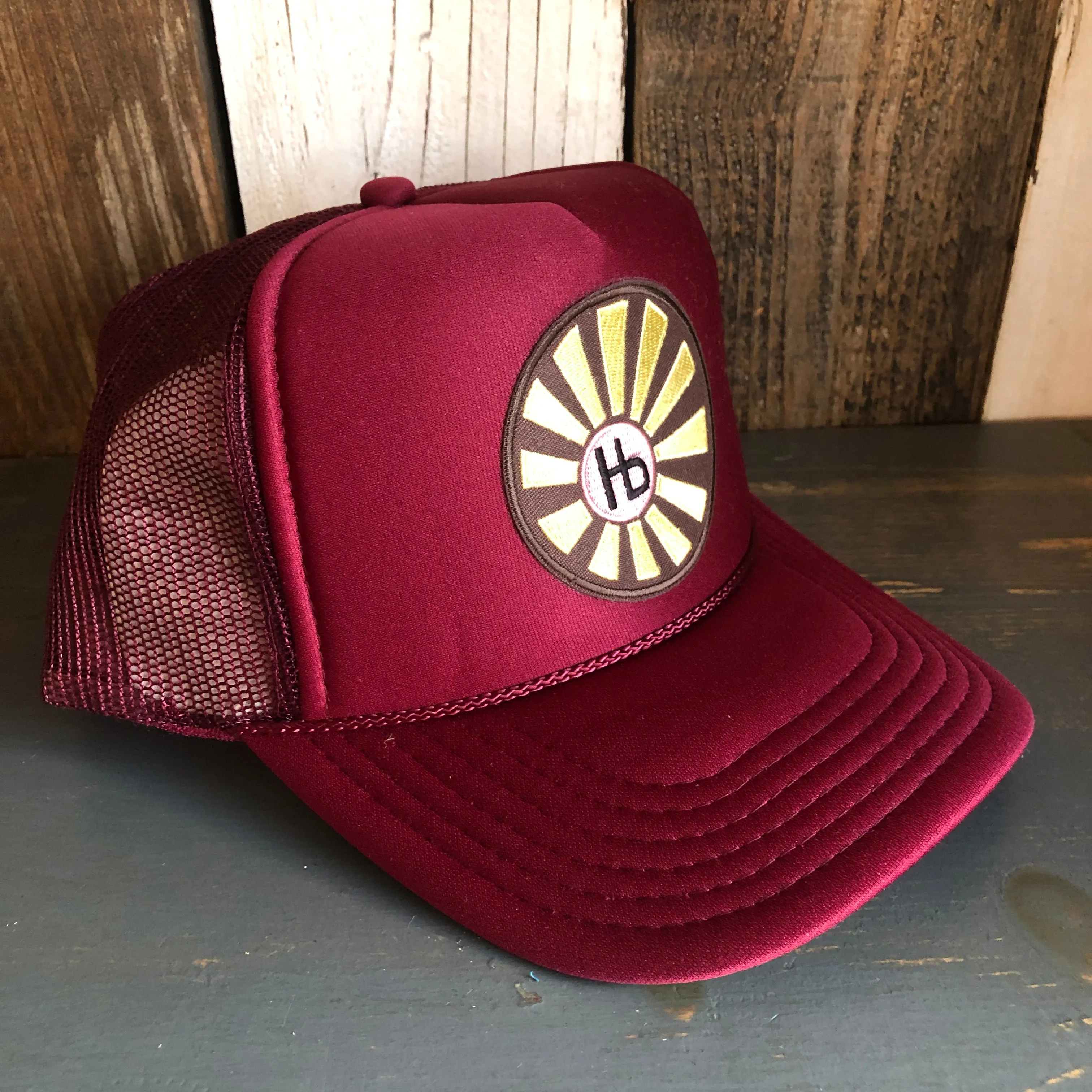 Hermosa Beach SUNBEAMS Trucker Hat - Burgundy Maroon