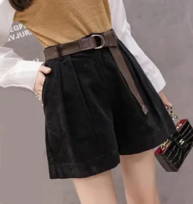 High Waist Corduroy Ladies Shorts