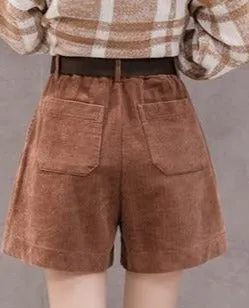 High Waist Corduroy Ladies Shorts