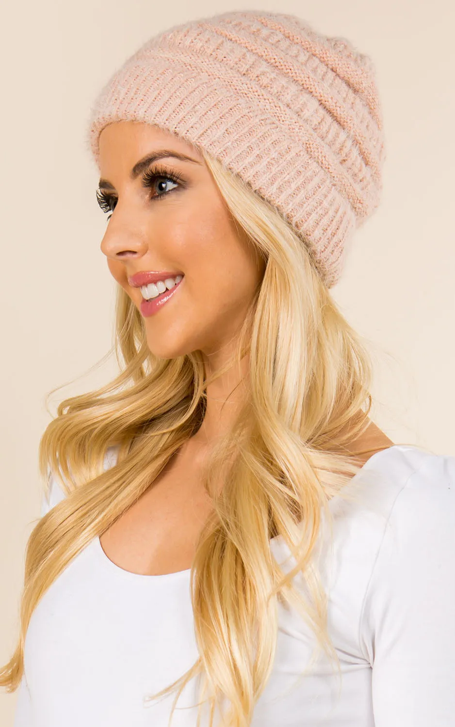 HP8213 Ponytail Soft Knit Beanie Hat