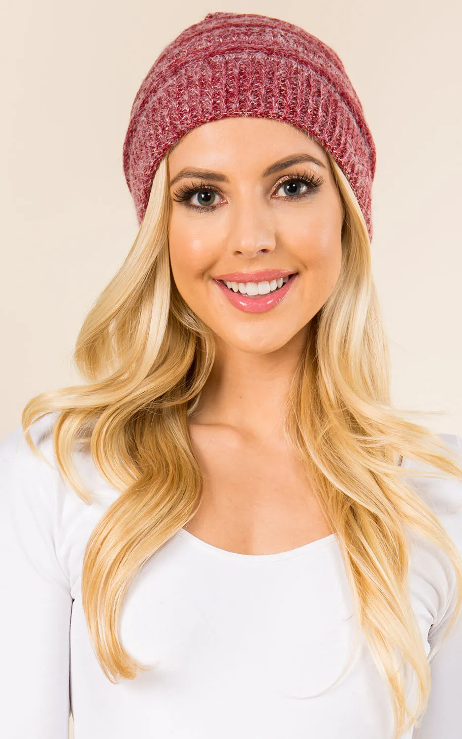 HP8213 Ponytail Soft Knit Beanie Hat