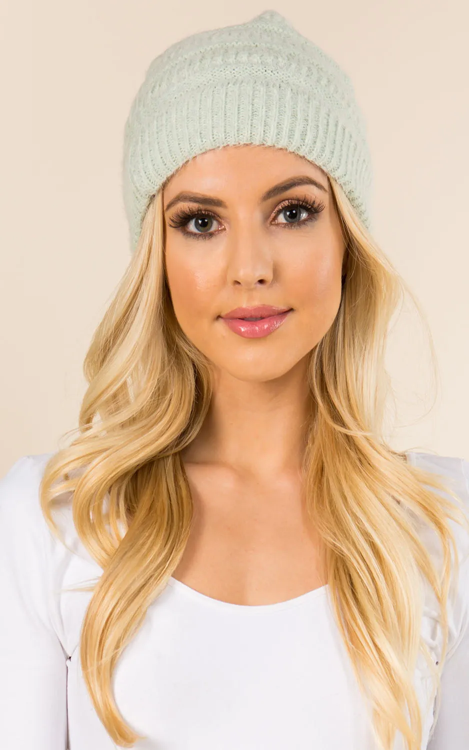 HP8213 Ponytail Soft Knit Beanie Hat