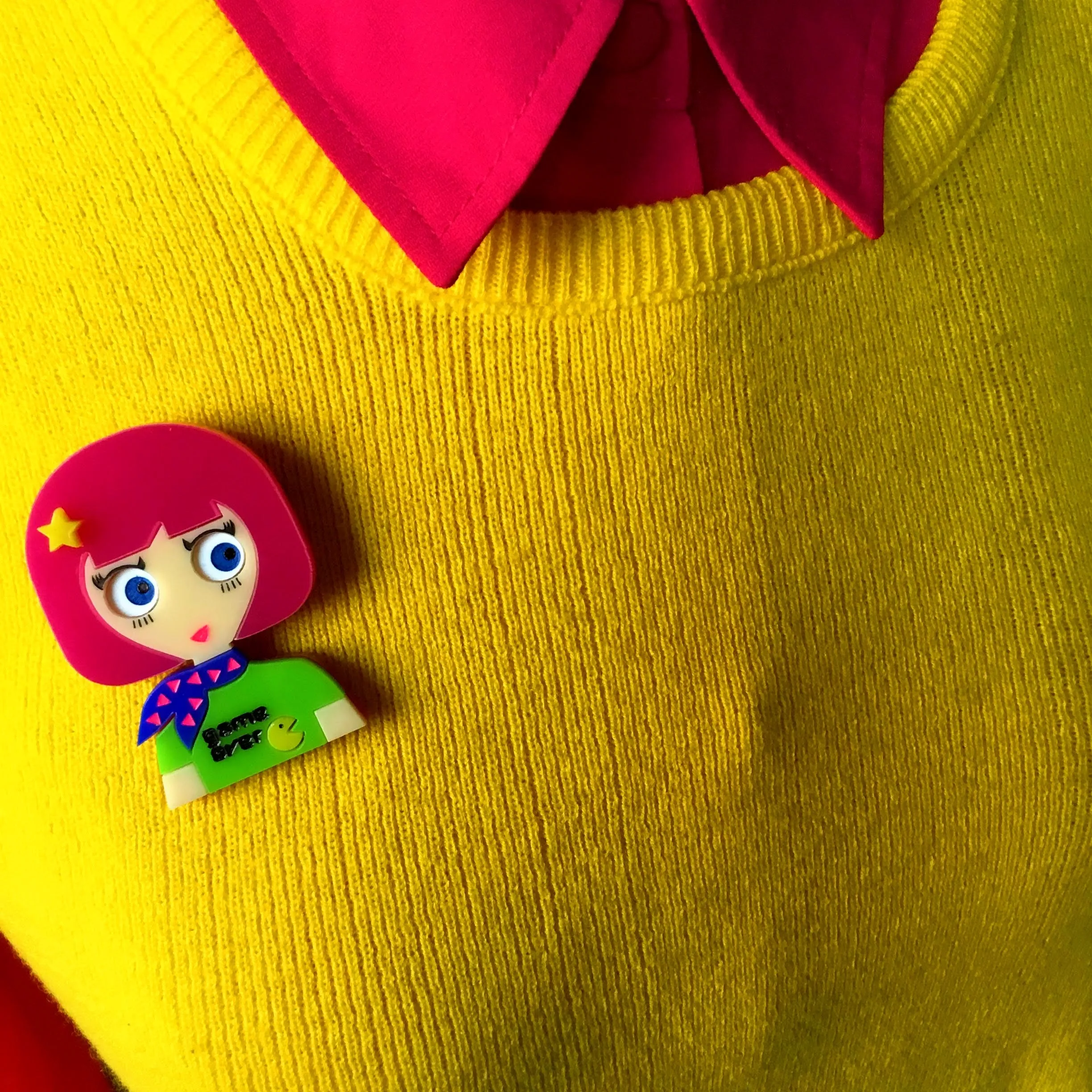KIM Acrylic Brooch, back to the 8O's!