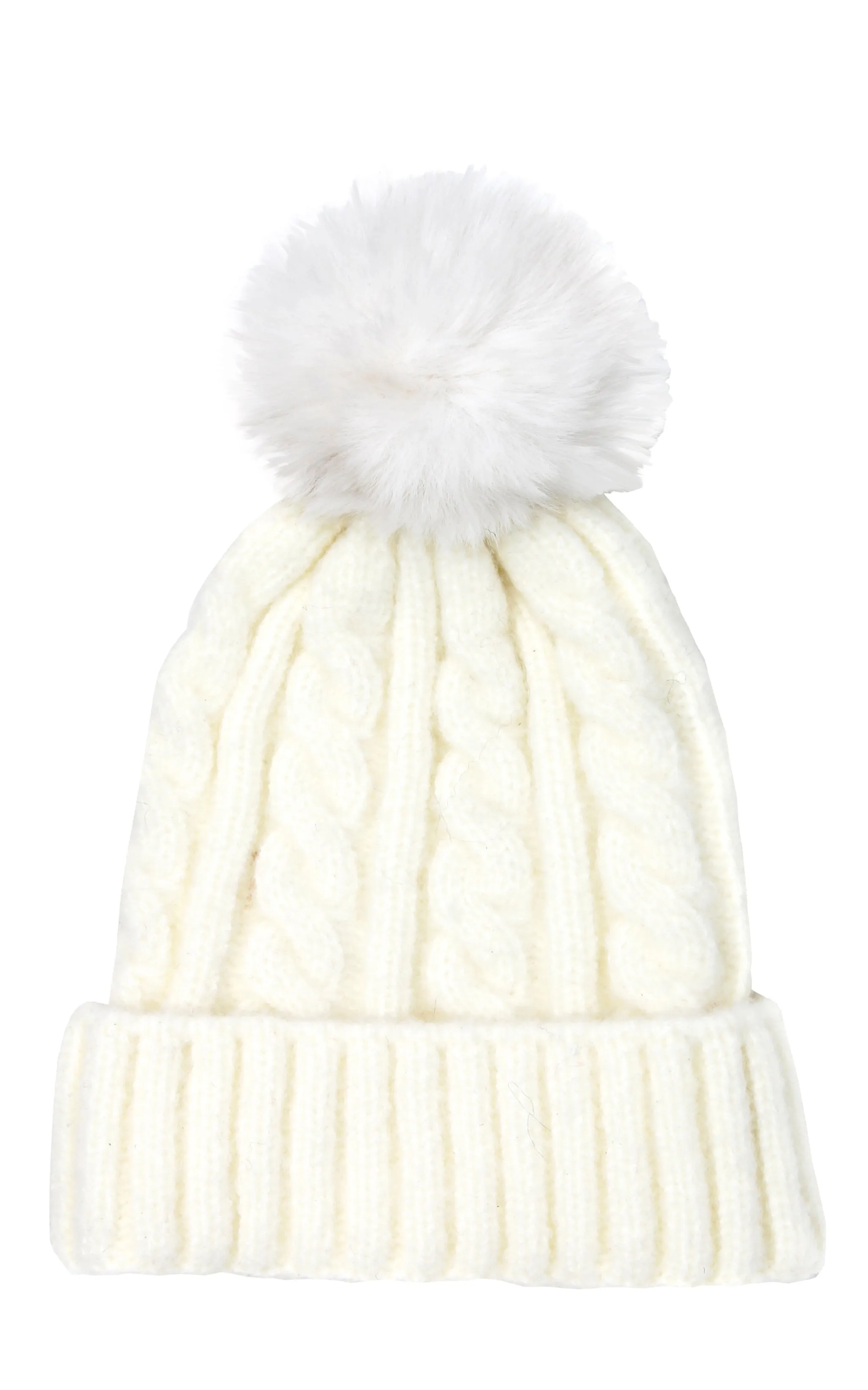 LOH143 Canel Knit Pompom Solid Beanie Hat