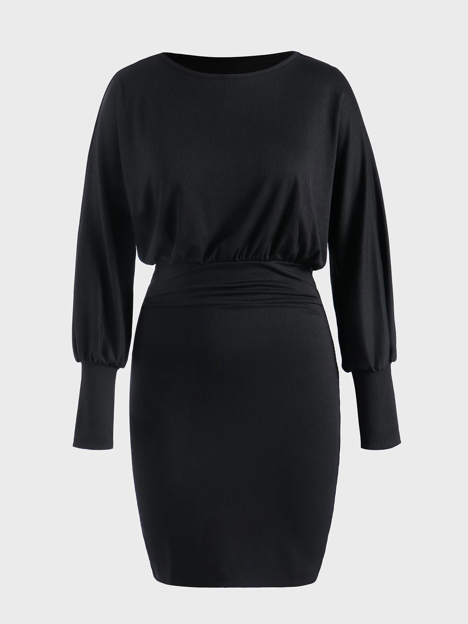 Midsize Slim Fit Ribbed Batwing Sleeve Dress