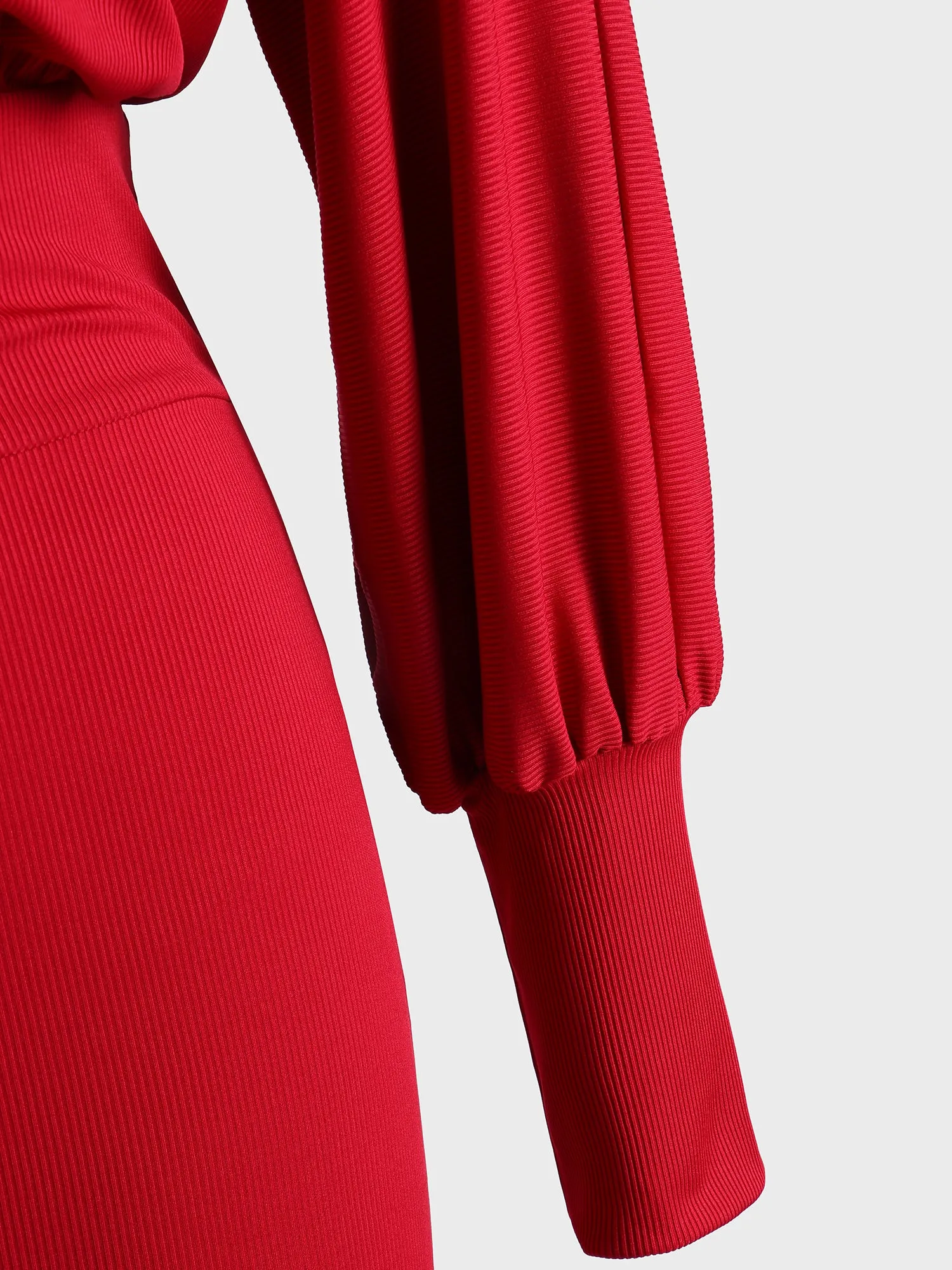 Midsize Slim Fit Ribbed Batwing Sleeve Dress