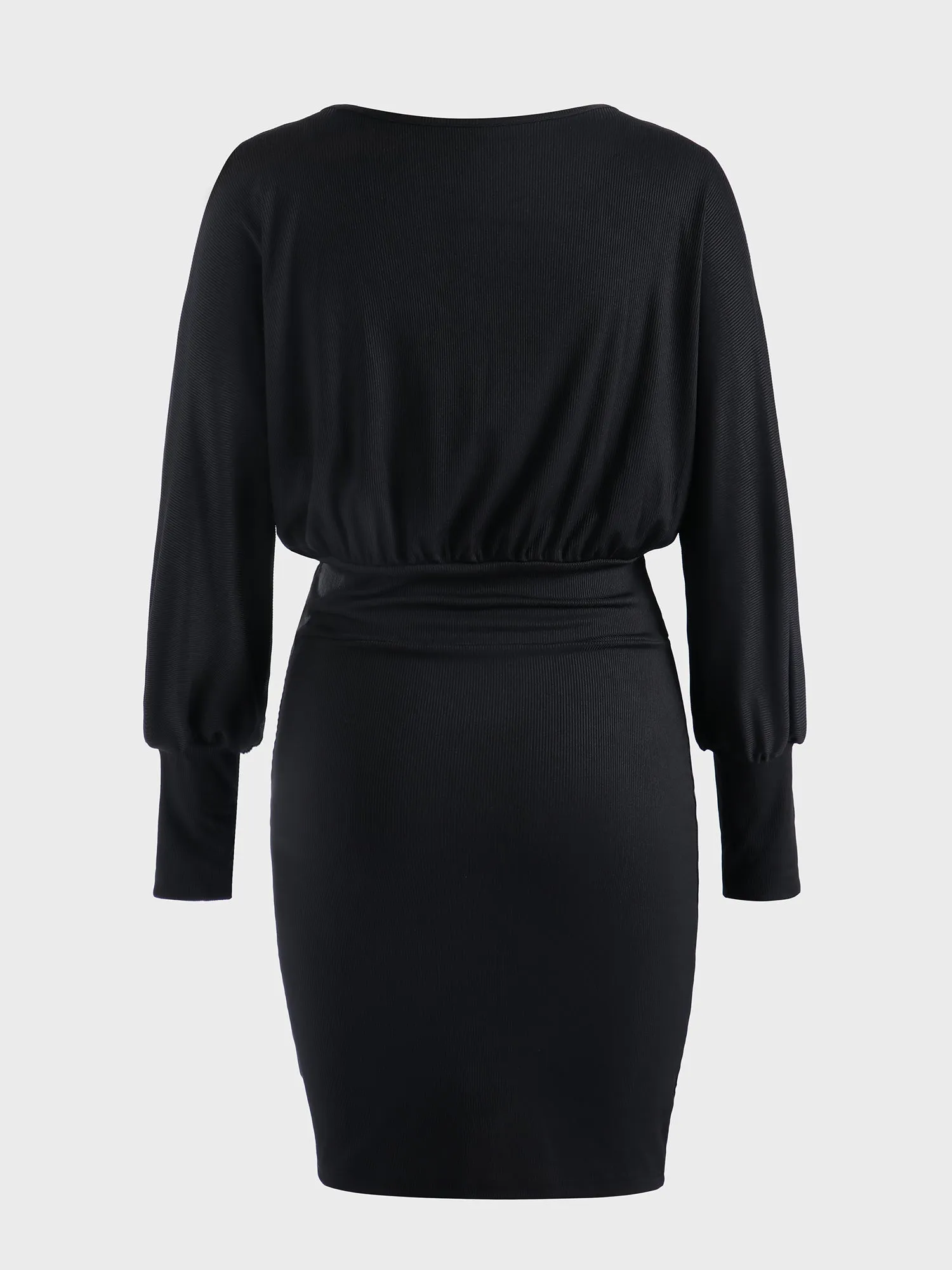 Midsize Slim Fit Ribbed Batwing Sleeve Dress